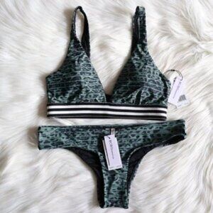 NWT BCBGeneration Leopard Print Bikini Set Size Medium Green Bathing Suit